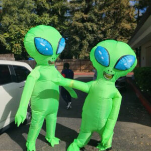 A pair of employees dressed up as aliens at Asbury park