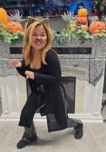 An employee dressed as a cat for Halloween at Asbury park
